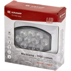 Darbo žibintas LED, 15 W, 1900 lm, ovalus, 10/30 V, 120 x 38 x 80 mm, prožektorius, 10 LED, Kramp LA10020