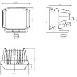 Darbo žibintas LED, 70W, 8400lm, kvadratinis, 12/24V, baltas/oranžinis, 97x77x75mm „Deutsch“ kištukas, prožektorius, 10 LED LA10