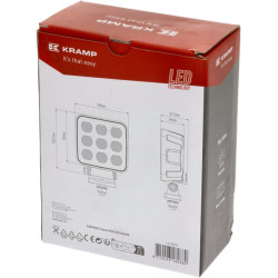 Darbo žibintas LED, 90W, 6800lm, kvadratinis, 12/24V, baltas, 108x120,7x52,7mm „Deutsch“ kištukas, prožektorius, 18 LED LA10833