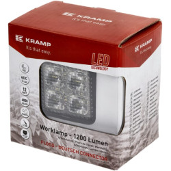 Darbo žibintas LED, 12W, 1200lm, kvadratinis, 12/24V, baltas, 53,7x75,5x32,3mm „Deutsch“ kištukas, prožektorius, 8 LED LA10605