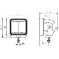 Netiesioginio apšvietimo LED darbo šviestuvas, 40 W, 4800 lm, kvadratinis, 12/24 V, baltas, 81 x 82,5 x 67,5 mm „Deutsch“ kištuk