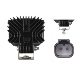 Darbo žibintas LED, 12W, 1000lm, stačiakampis, 12/24V, skaidrus, spaustukas, 6 LED, Hella 1GA996188511