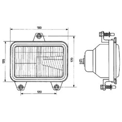 Priekinio žibinto įdėklas halogeninis, stačiakampis, 12V, skaidrus, 179x93,5x120,5mm, Cobo 05309000