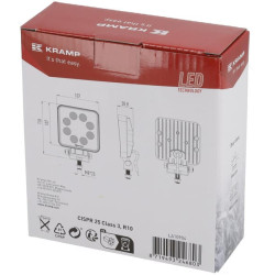 Darbo žibintas LED, 27W, 2376lm, stačiakampis, baltas, 107x38,8x136mm, prožektorius, Kramp LA10904