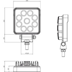 Darbo žibintas LED, 27W, 2376lm, stačiakampis, baltas, 107x38,8x136mm, prožektorius, Kramp LA10904