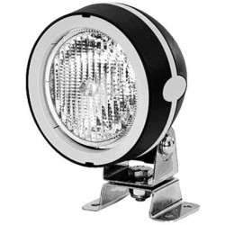 Halogeninis darbo žibintas, 55/70 W, apvalus, 12/24 V, skaidrus, korpusas: pilkas, 110 x 103 x 170 mm AMP kištukas, Hella 1GM996