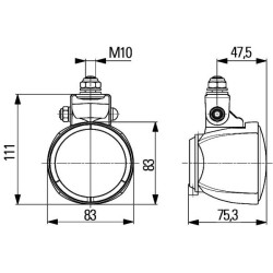 Halogeninis darbo žibintas, 55/70W, apvalus, 12/24V, 83x75,3x111mm, Hella 1G0996176111