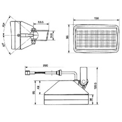 Halogeninis darbo žibintas kairysis, 55 W, stačiakampis, 12 V, skaidrus, Cobo 05334000