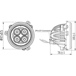 Darbo žibintas LED, 40W, 4800lm, apvalus, prožektorius, Kramp LA10428