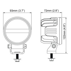 Darbo žibintas LED, 28 W, 2800 lm, apvalus, 12/24 V, baltas, tvirtinamas varžtais, 93 x 93 x 122 mm, „Deutsch“ 2 kontaktų, platu