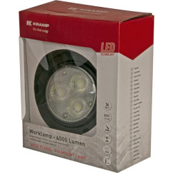 Darbo žibintas LED, 36 W, 4000 lm, apvalus, 10–30 V, Ø 119 mm, AMP 2 kontaktų, platus srautas, 3 LED, Kramp LA10415