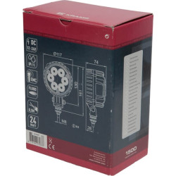 Darbo žibintas LED, 24 W, 1500 lm, apvalus, 10/30 V, Ø 117 mm, prožektorius, 6 LED, Kramp LA10009