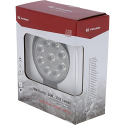 Darbinis LED žibintas, 54W, 5100lm, apvalus, 12/24V, Ø133x75mm, „Deutsch“ kištukas, prožektorius, 9 LED, rankena + jungiklis LA1