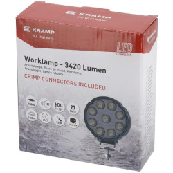 Darbo žibintas LED, 27 W, 3420 lm, apvalus, baltas, 100 x 48,5 x 120 mm, „Deutsch“ 2 kontaktų, prožektorius, „Kramp“ (10 vnt. dė