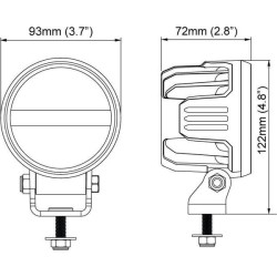 Darbo žibintas LED, 28 W, 2800 lm, apvalus, 12/24 V, baltas, tvirtinamas varžtais, 93 x 93 x 122 mm, „Deutsch“ 2 kontaktų, prože