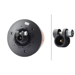 Mirksintis LED švyturėlis, 10 W, apvalus, 12/24 V, geltonas, montuojamas ant stulpo, Ø 165 mm x 125 mm, 16 LED, Hella 2XD0139790
