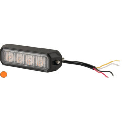 Įspėjamasis LED žibintas, 12 W, 12–24 V, gintaro spalvos, tvirtinamas varžtais, 96 x 28 x 19 mm, 4 LED, Kramp LA20013
