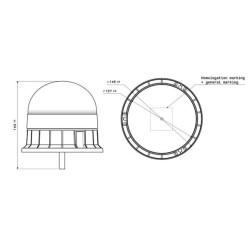 Švyturėlis LED, 17 W, 12–24 V, gintaro spalvos, su sriegiu, Ø 146 x 140 mm, E-VENUS, Sacex 2143L14E08