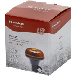 Švyturėlis LED, žemo profilio, 15 W, 12–24 V, gintaro spalvos, DIN stulpas, Ø 86 mm x 97 mm LA20093