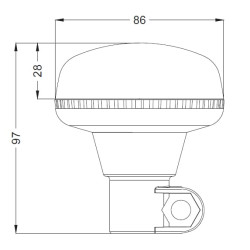 Švyturėlis LED, žemo profilio, 15 W, 12–24 V, gintaro spalvos, DIN stulpas, Ø 86 mm x 97 mm LA20093