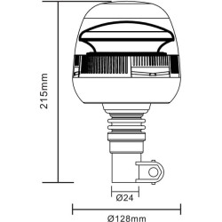 Įspėjamasis švyturėlis LED, 24 W, 12–24 V, geltonas, lankstus tvirtinimas prie stulpo, Ø 128 mm x 215 mm, Kramp LA20020