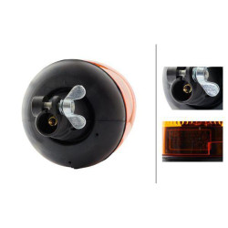 Halogeninis besisukantis švyturėlis, apvalus, 12 V, gintaro spalvos, montuojamas ant stulpo, Ø 135 mm x 222 mm, „Rotaflex“ (Hell