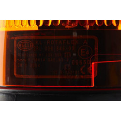 Halogeninis besisukantis švyturėlis, apvalus, 12 V, gintaro spalvos, montuojamas ant stulpo, Ø 135 mm x 222 mm, „Rotaflex“ (Hell