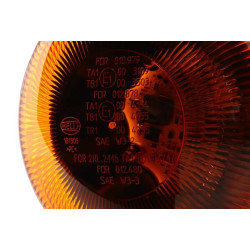 Besisukantis švyturėlis LED, apvalus, 12/24V, geltonas/gintaras, tvirtinamas varžtais, 165x183 mm, 8 LED, Hella 2RL010979011