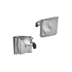 Kampinis halogeninis darbo žibintas, dešinysis, 12V, 50W, kvadratinis, baltas, 98x110x111mm, PGJ13 kištukas, Wesem LPRE56651