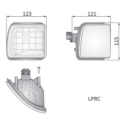 Kampinis halogeninis darbo žibintas, kairysis, 12V, 50W, kvadratinis, baltas, 123x115x121mm, PGJ13 kištukas, Wesem LPRC54701