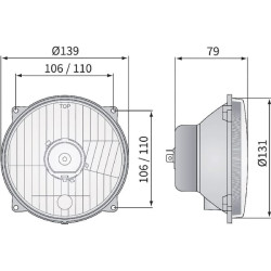 Halogeninis žibintas, apvalus, 12/24V, 139x139mm, Kramp LA80151