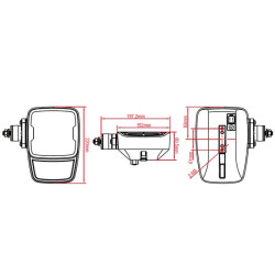Priekinis LED žibintas, stačiakampis, 12/24V, 220x197,2x80,5mm, šildomas, tolimosios/artimosios šviesos, apsauga nuo sniego, kai