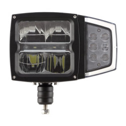 LED priekinis žibintas, 38 W, stačiakampis, 12–24 V, 229 x 150 x 80 mm, šildomas, tolimosios/artimosios šviesos, su lanksčia aps