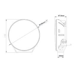 LED žibintas, 60 W, apvalus, 9–36 V, Ø180 mm, dienos šviesos žibintai, dvigubi parkavimo žibintai, Kramp LA80040