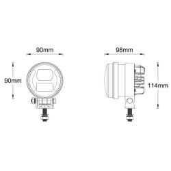 LED žibintas, 30/5W, apvalus, 10-30V, Ø90mm, artimosios šviesos, gabaritiniai žibintai, H9 jungtis, Kramp LA80092