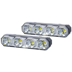 Dieniniai žibintai LED, 6/6 W, stačiakampiai, 12/24 V, balti, 120,5 x 31,7 x 32 mm, 4 LED, Kramp LA80030