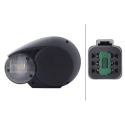 Halogeninis priekinis žibintas, kairysis, apvalus, 12V, baltas/pilkas, tvirtinamas varžtais, Ø 144,5 mm, Hella 1E3996160011