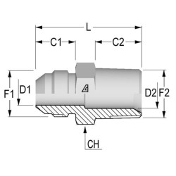 Srieginė sriegė 1-1/16 JIC x 1 NPT RIN1716