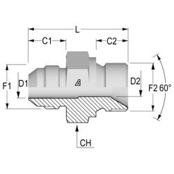 Srieginė sriegė 7/16 JIC x 1/2 BSP RIB0708