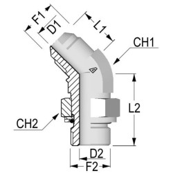 Alkūnė 3/4 JIC x 1/2 BSP 45° KIB451208