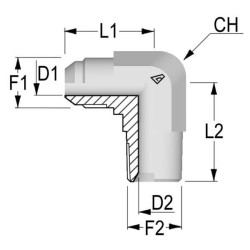 Alkūninė jungtis 1/2JIC x 1/4NPT KIN0804