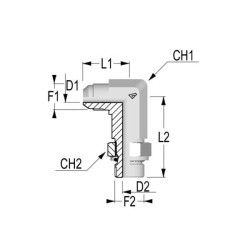 Alkūnė 90° MJ7/16-M10x100 KIM0710
