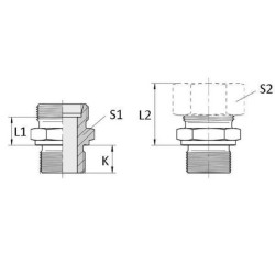 Žiedinė jungtis 16S M24x1,5 - BSP 1/2" - išorinis sriegis GES16SR12