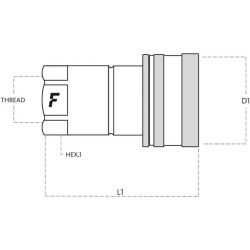Mova su 3/8" NPT rutuliniu sriegiu, NS38NPTF tipo