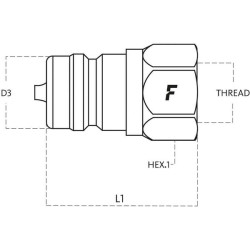 Greito atjungimo jungtis, išorinis sriegis 1/2" - 7/8" UNF NV1258SAEM