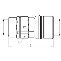 Srieginė jungtis, 1 colio vidinė - M30x2 20S išorinė CVV163302FV