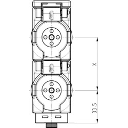 Dangtis ir išleidimo anga 2 vnt., atstumas: 61 mm, 45°, TARV26145GR