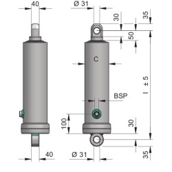 Teleskopinis cilindras 22T-1845 mm TC14523