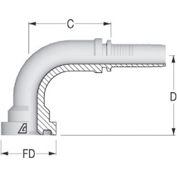 Įdėklas su flanšu DN20-Ø41.3mm-90° PFS201290