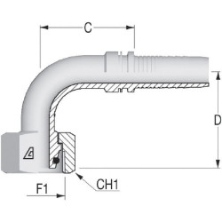 Įdėklas DN08-M20x1,5-12S-90° PGSO82090